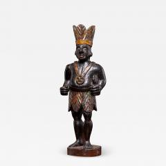 19th C Oakwood Counter top Cigar store Indian statue Netherlands  - 2486237