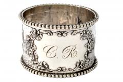 19th C Pair of Napkin Rings Dutch Sterling Silver Repousse - 1295158