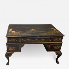 19th C Style Black and Gold Chinoiserie Decorated Chippendale Desk - 2854018