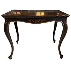 19th C Style Chinoiserie Black Gold Side Table - 4059464