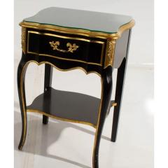 19th C Style French Empire Black Lacquer Giltwood Nightstand End Table - 3387379