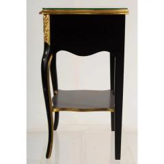 19th C Style French Empire Black Lacquer Giltwood Nightstand End Table - 3387380