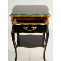 19th C Style French Empire Black Lacquer Giltwood Nightstand End Table - 3387381