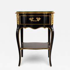 19th C Style French Empire Black Lacquer Giltwood Nightstand End Table - 3391184