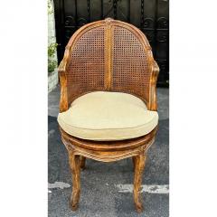 19th C Style French Provincial Cane Back Swivel Barrel Chair - 2947369