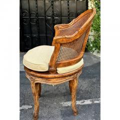 19th C Style French Provincial Cane Back Swivel Barrel Chair - 2947371