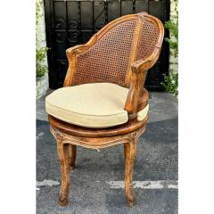 19th C Style French Provincial Cane Back Swivel Barrel Chair - 2947375