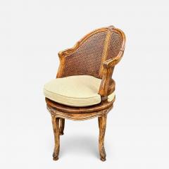 19th C Style French Provincial Cane Back Swivel Barrel Chair - 2951985