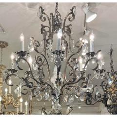 19th C Style Italian Wrought Iron Crystal Chandelier - 4558187