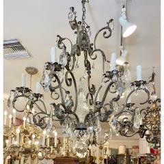 19th C Style Italian Wrought Iron Crystal Chandelier - 4558188