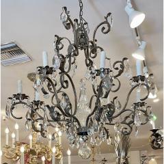 19th C Style Italian Wrought Iron Crystal Chandelier - 4558189