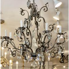 19th C Style Italian Wrought Iron Crystal Chandelier - 4558194
