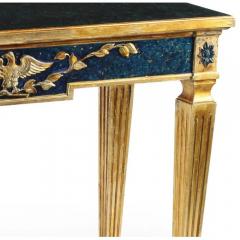 19th C Style Neoclassical Giltwood Trompe lOeil Faux Lapis Console Table - 3605059