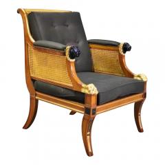19th C Style Regency Mahogany Cane Back Giltwood Bergere Armchair - 3561269