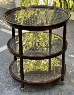 19th C Style Round Mahogany Three Tier Cane Side or End Table - 2554083