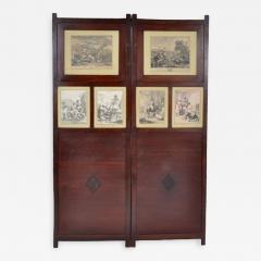 19th C Two Panel Screen Mahogany 18th C French Lithograph England - 173897