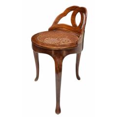 19th C Venetian Walnut Petite Vanity Stool Chair W Cane Seat - 4511283