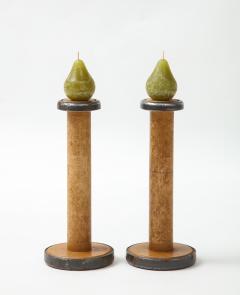 19th C Wood Spindle Candlesticks - 2108633