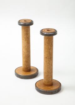 19th C Wood Spindle Candlesticks - 2108636