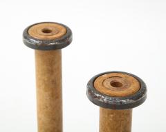 19th C Wood Spindle Candlesticks - 2108637