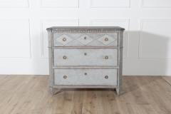 19th Cent Gustavian Style Pine Chest of Drawers in Dark Grey with Marbleized Top - 4282398