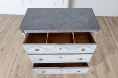19th Cent Gustavian Style Pine Chest of Drawers in Dark Grey with Marbleized Top - 4282400