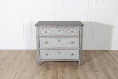 19th Cent Gustavian Style Pine Chest of Drawers in Dark Grey with Marbleized Top - 4282401
