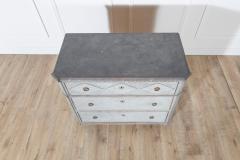 19th Cent Gustavian Style Pine Chest of Drawers in Dark Grey with Marbleized Top - 4282450