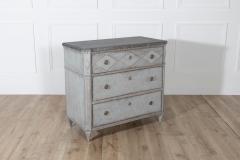 19th Cent Gustavian Style Pine Chest of Drawers in Dark Grey with Marbleized Top - 4282452