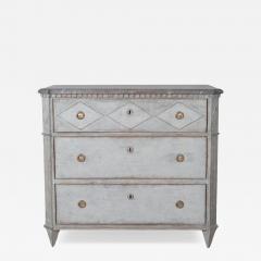 19th Cent Gustavian Style Pine Chest of Drawers in Dark Grey with Marbleized Top - 4287987