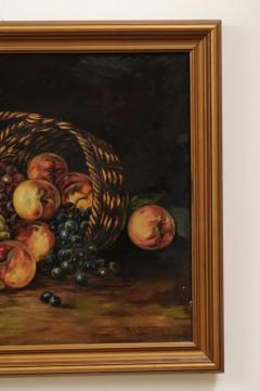 19th Century American Framed Still Life Painting Depicting Peaches and Grapes - 3451073