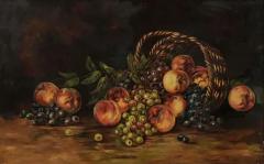 19th Century American Framed Still Life Painting Depicting Peaches and Grapes - 3452440