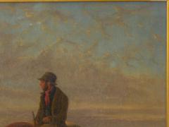 19th Century Antique Equestrian Oil Landscape Painting of Figure w Horses - 961681