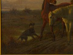 19th Century Antique Equestrian Oil Landscape Painting of Figure w Horses - 961683