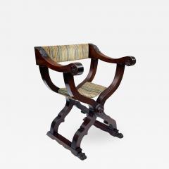 19th Century Antique Italian Savonarola Armchair in Mahogany - 2237211