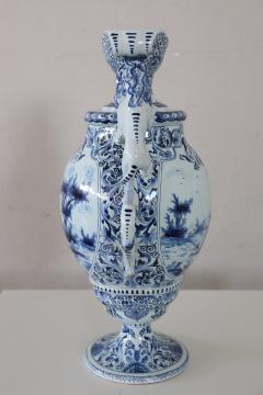 19th Century Antique Majolica Large Vase Signed - 4142965