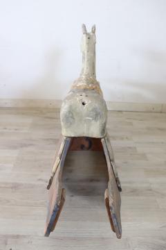 19th Century Antique Rocking Horse in Painted Wood and Paper Mache - 3292148