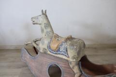 19th Century Antique Rocking Horse in Painted Wood and Paper Mache - 3292149
