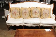 19th Century Aubusson Tapestry Pillows with Ribbon Tied Bouquets and Tassels - 3422806