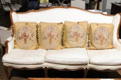 19th Century Aubusson Tapestry Pillows with Ribbon Tied Bouquets and Tassels - 3422818