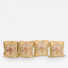 19th Century Aubusson Tapestry Pillows with Ribbon Tied Bouquets and Tassels - 3431448
