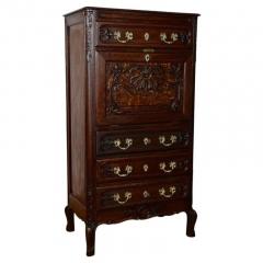 19th Century Baroque Revival Secretaire Cabinet Oak Handcarved AT ca 1870 - 4484569