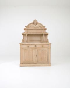 19th Century Belgian Bleached Oak Buffet with Sculpted Shelf - 3471212