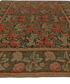 19th Century Bessarabian Brick Red Green Pale Moss and Pink Handmade Rug - 2460820