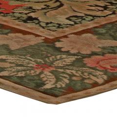 19th Century Bessarabian Brick Red Green Pale Moss and Pink Handmade Rug - 2460823