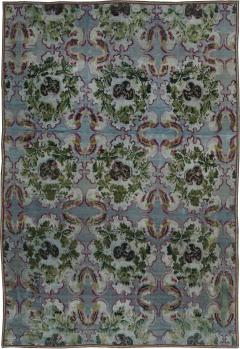 19th Century Bessarabian Floral Design Wool Rug in Deep Fuchsia Blue and Green - 2460807