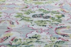 19th Century Bessarabian Floral Design Wool Rug in Deep Fuchsia Blue and Green - 2460811