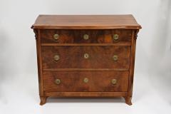 19th Century Biedermeier Chest Of Drawers With Carvings Nutwood AT ca 1860 - 4573481