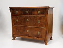 19th Century Biedermeier Chest Of Drawers With Carvings Nutwood AT ca 1860 - 4573485