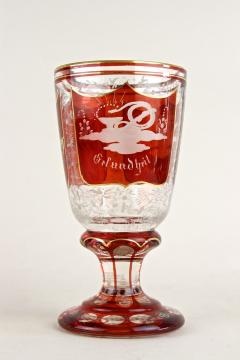 19th Century Biedermeier Glass Goblet Engraved Handpainted AT ca 1835 - 4546495
